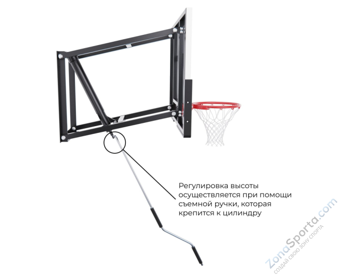 Баскетбольный щит DFC со съёмным регулятором высоты, стекло 6 мм, 110 х 70 см