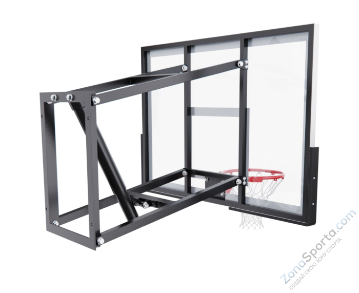 Баскетбольный щит DFC со съёмным регулятором высоты, стекло 6 мм, 120 х 80 см