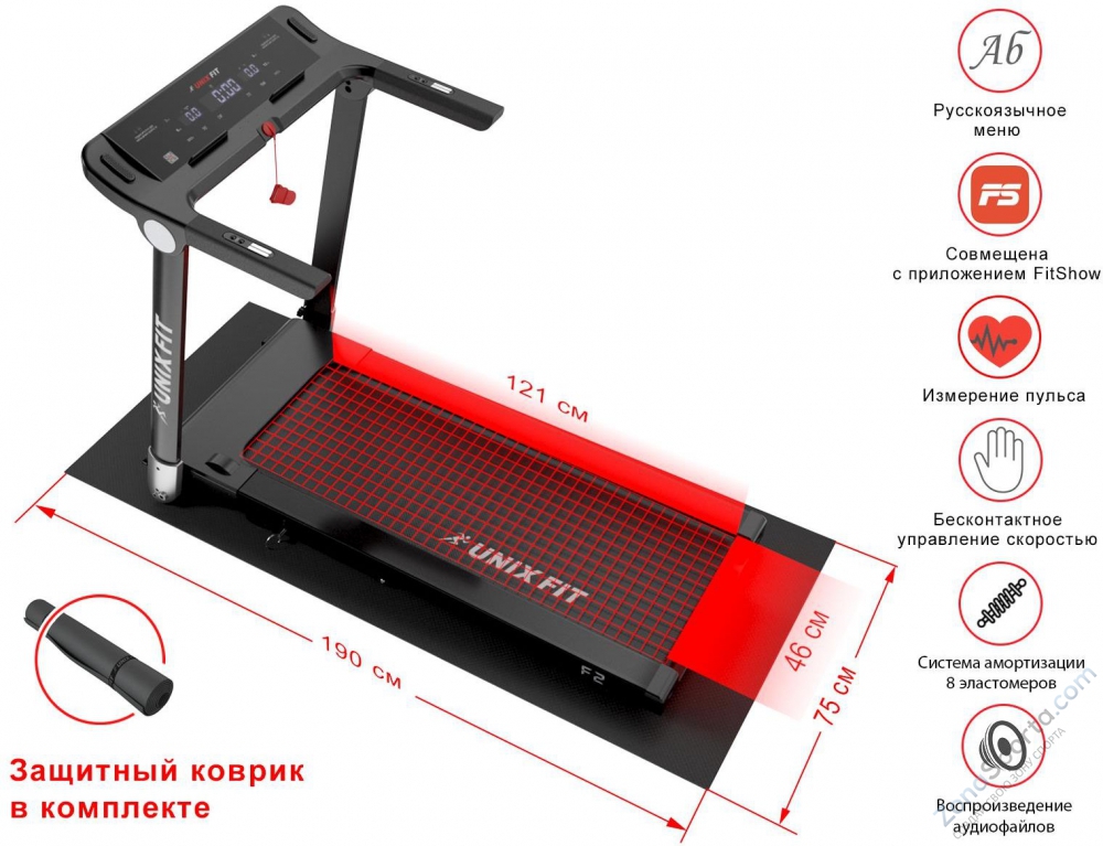 Беговая дорожка Unix Fit Hi-tech F2 Dark Storm