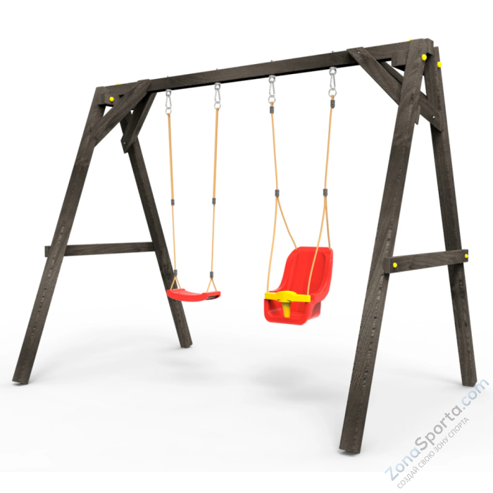 Деревянные качели Пикник 2 Black (качели для малышей качели долька)