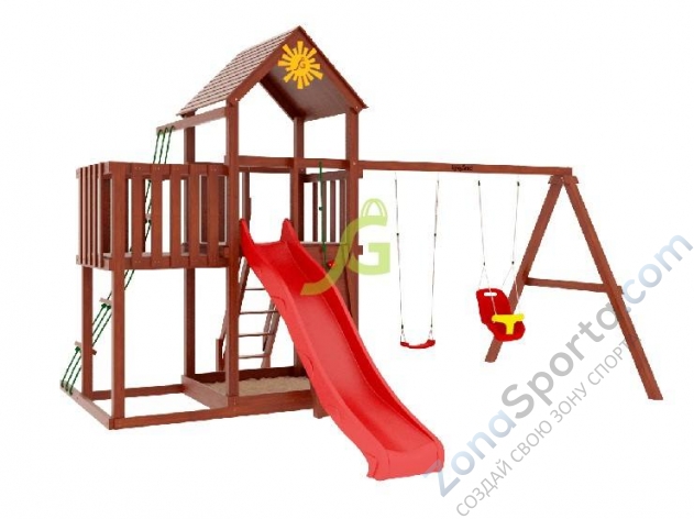 Деревянная детская площадка для дачи Igragrad Панда Фани с балконом