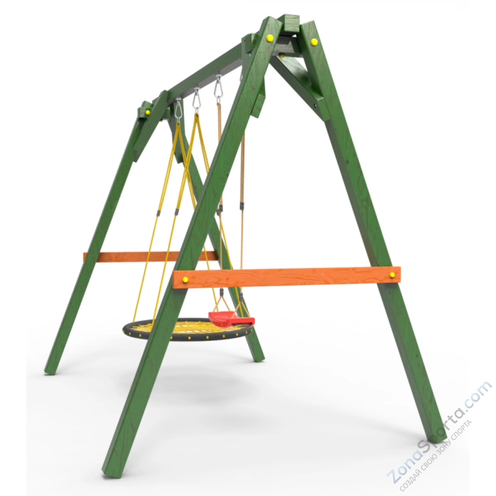 Деревянные качели Пикник 2 Вега (качели гнездо 1м качели долька)