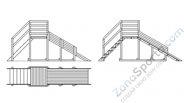 Детская зимняя заливная горка из дерева Снежинка-1