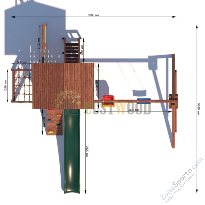 Детская деревянная игровая площадка для улицы дачи CustWood Active 6