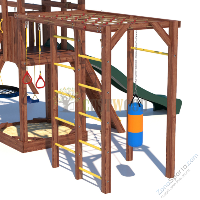Детская деревянная игровая площадка для улицы дачи CustWood Active 5 Детская деревянная игровая площадка для улицы дачи CustWood Active 5