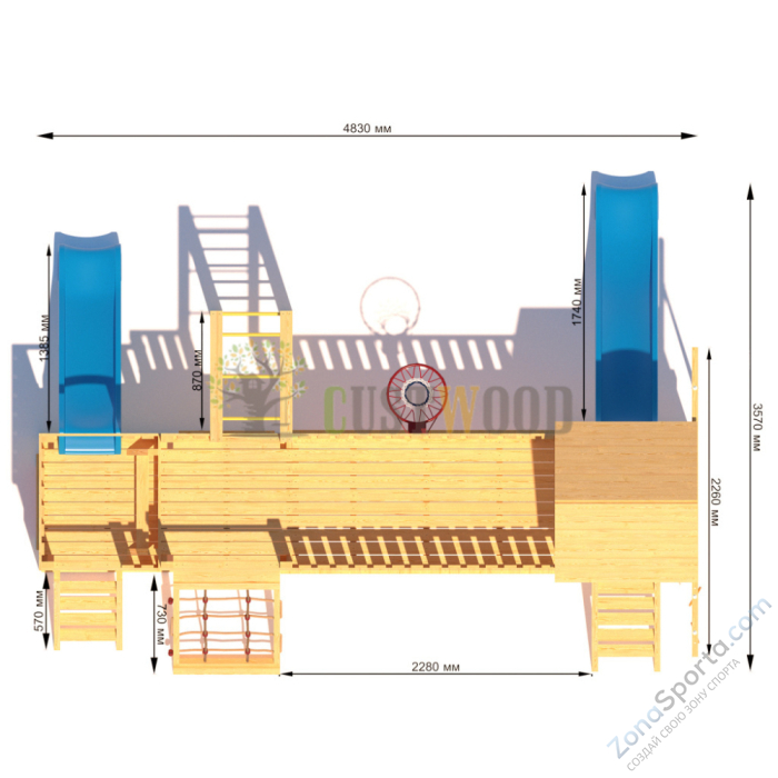 Детская деревянная игровая площадка для улицы дачи CustWood Scout S11