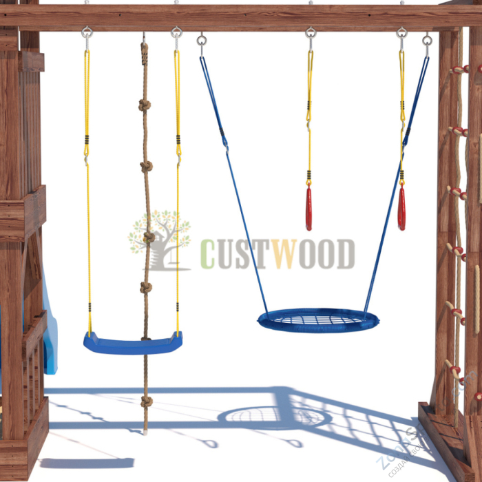 Детская деревянная игровая площадка для улицы дачи CustWood Scout SC10 с деревянной крышей