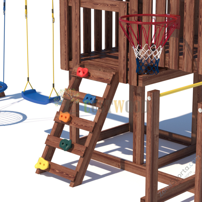 Детская деревянная игровая площадка для улицы дачи CustWood Junior Color JC9 с большой горкой 2,2 метра Детская деревянная игровая площадка для улицы дачи CustWood Junior Color JC9 с большой горкой 2,2 метра