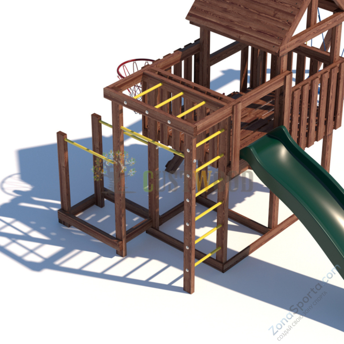 Детская деревянная игровая площадка для улицы дачи CustWood Junior Color JC9 с большой горкой 2,2 метра Детская деревянная игровая площадка для улицы дачи CustWood Junior Color JC9 с большой горкой 2,2 метра