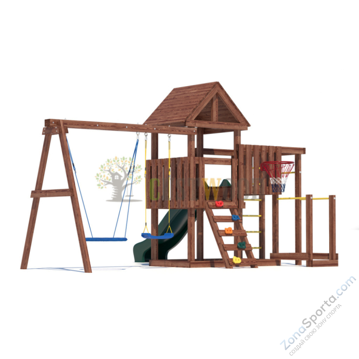 Детская деревянная игровая площадка для улицы дачи CustWood Junior Color JC9 с большой горкой 2,2 метра Детская деревянная игровая площадка для улицы дачи CustWood Junior Color JC9 с большой горкой 2,2 метра