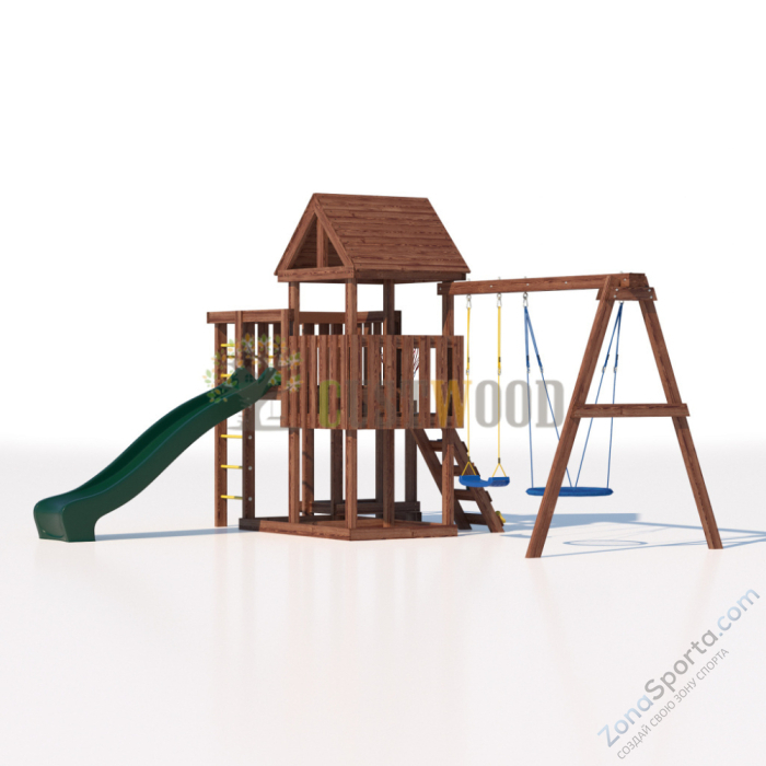 Детская деревянная игровая площадка для улицы дачи CustWood Junior Color JC9 с большой горкой 2,2 метра Детская деревянная игровая площадка для улицы дачи CustWood Junior Color JC9 с большой горкой 2,2 метра