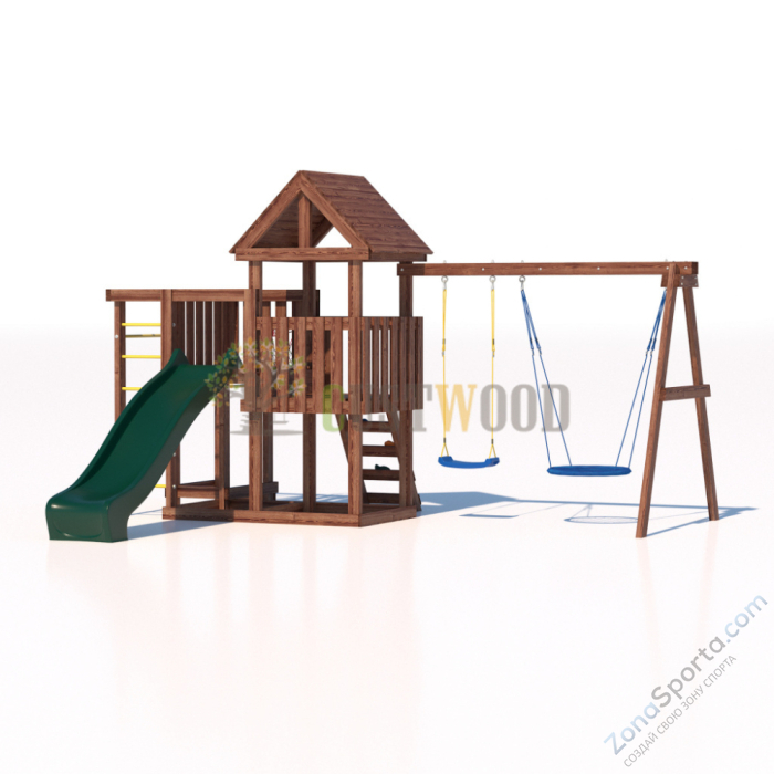 Детская деревянная игровая площадка для улицы дачи CustWood Junior Color JC9 с большой горкой 2,2 метра Детская деревянная игровая площадка для улицы дачи CustWood Junior Color JC9 с большой горкой 2,2 метра