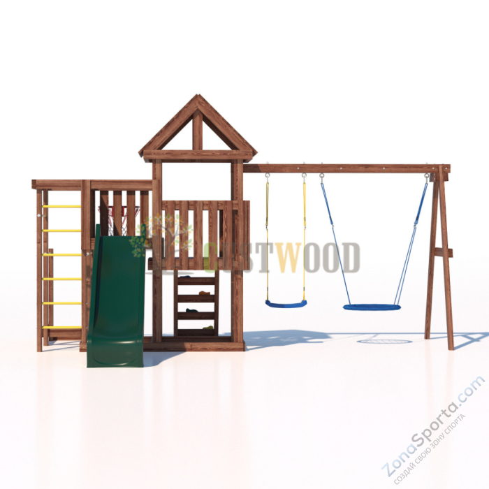 Детская деревянная игровая площадка для улицы дачи CustWood Junior Color JC9 с большой горкой 2,2 метра Детская деревянная игровая площадка для улицы дачи CustWood Junior Color JC9 с большой горкой 2,2 метра