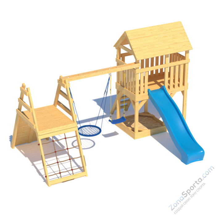 Детская площадка CustWood Scout S8+ с большой деревянной крышей