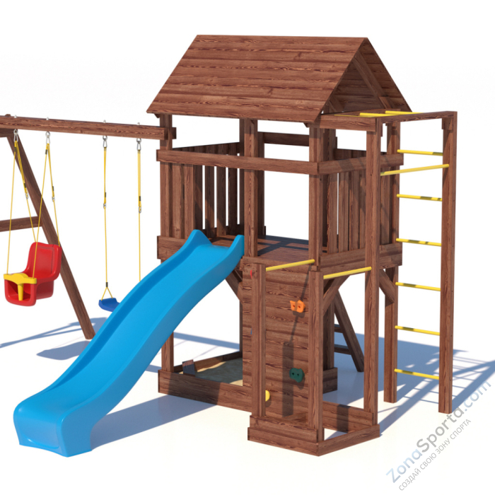 Детская площадка CustWood Scout SC5+ с большой деревянной крышей