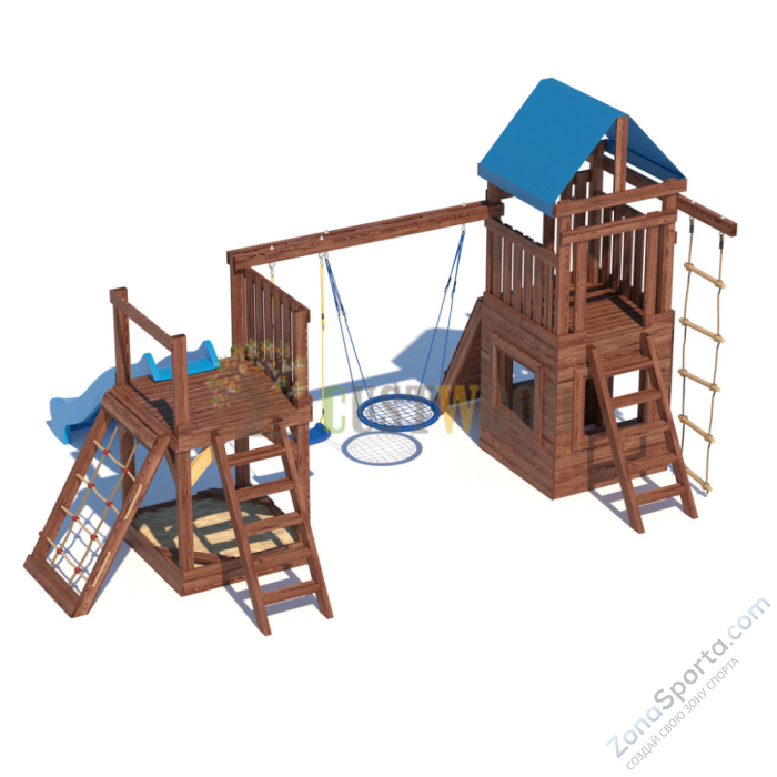 Детская деревянная игровая площадка для улицы дачи CustWood Scout SC9 Детская деревянная игровая площадка для улицы дачи CustWood Scout SC9