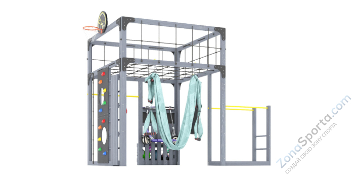 Детская площадка Савушка Куб-1 (Серый) с гамаком для йоги