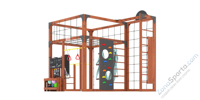 Детская площадка Савушка Куб-2 (Махагон) с гамаком для йоги