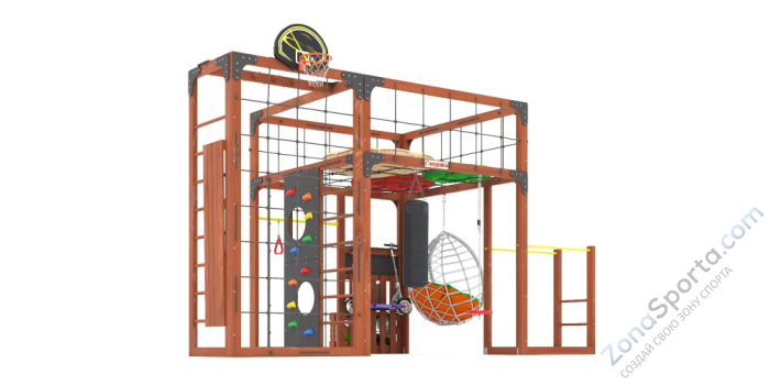 Детская площадка Савушка Куб-2 (Махагон) с подушками и коконом