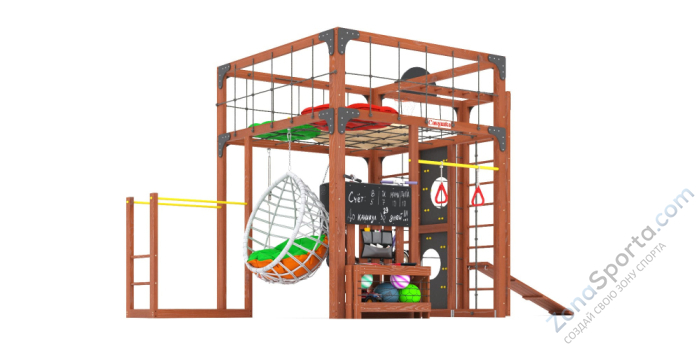 Детская площадка Савушка Куб-2 (Махагон) с подушками и коконом