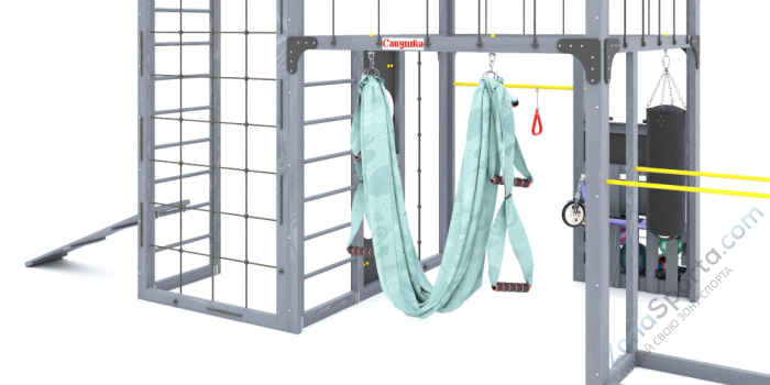 Детская площадка Савушка Куб-2 (Серый) с гамаком для йоги