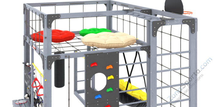 Детская площадка Савушка Куб-2 (Серый) с подушками