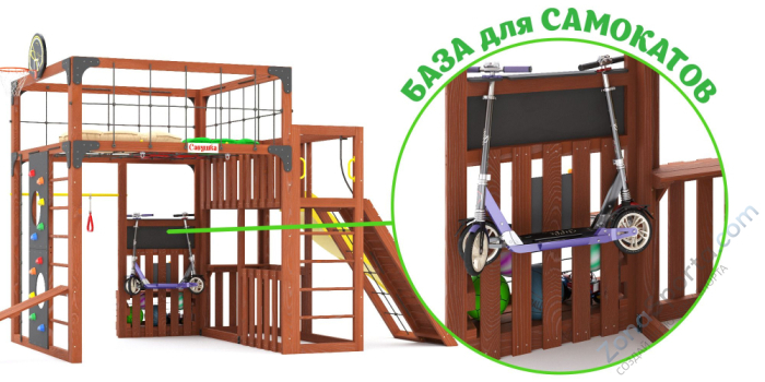 Детская площадка Савушка Куб-3 (Махагон) подушками и коконом