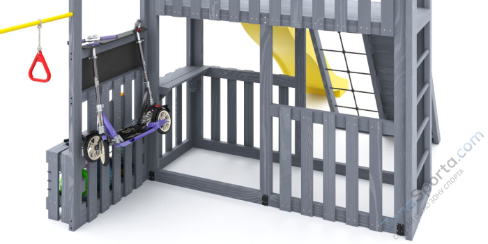 Детская площадка Савушка Куб-3 (Серый) подушками и коконом