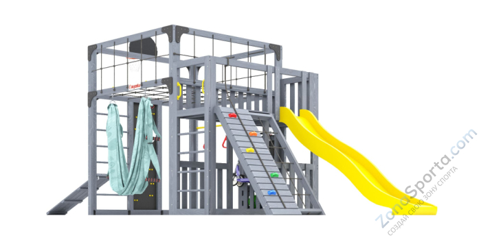 Детская площадка Савушка Куб-3 (Серый) с гамаком для йоги