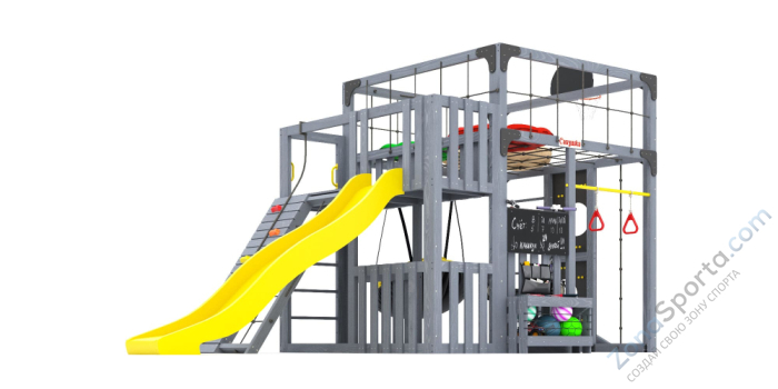 Детская площадка Савушка Куб-3 (Серый) с подушками