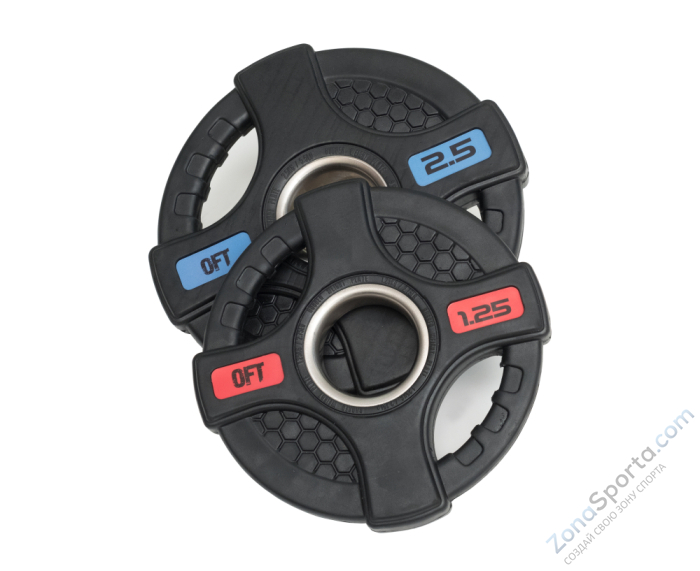 Диск олимпийский обрезиненный черный с двумя хватами Original FitTools FT-2HGP-1,25 1,25 кг