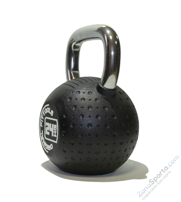 Гиря 24 кг с хромированной ручкой полиуретановая (CPU) Original FitTools