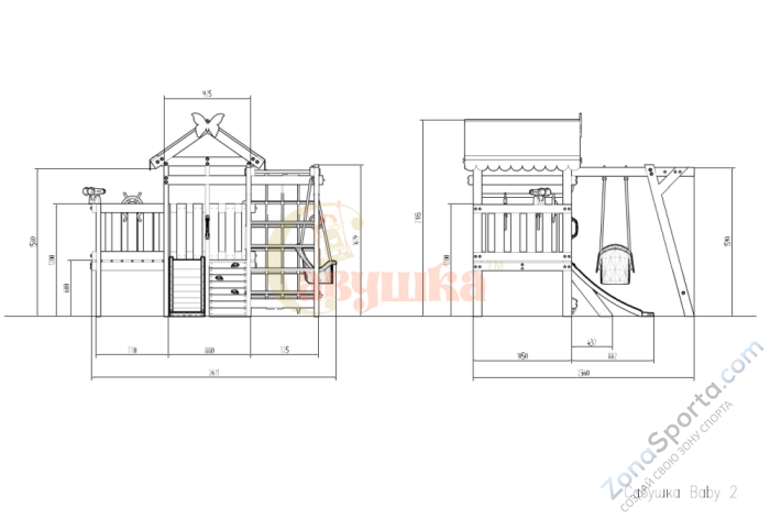 Игровой комплекс Савушка Baby 2 оливковый