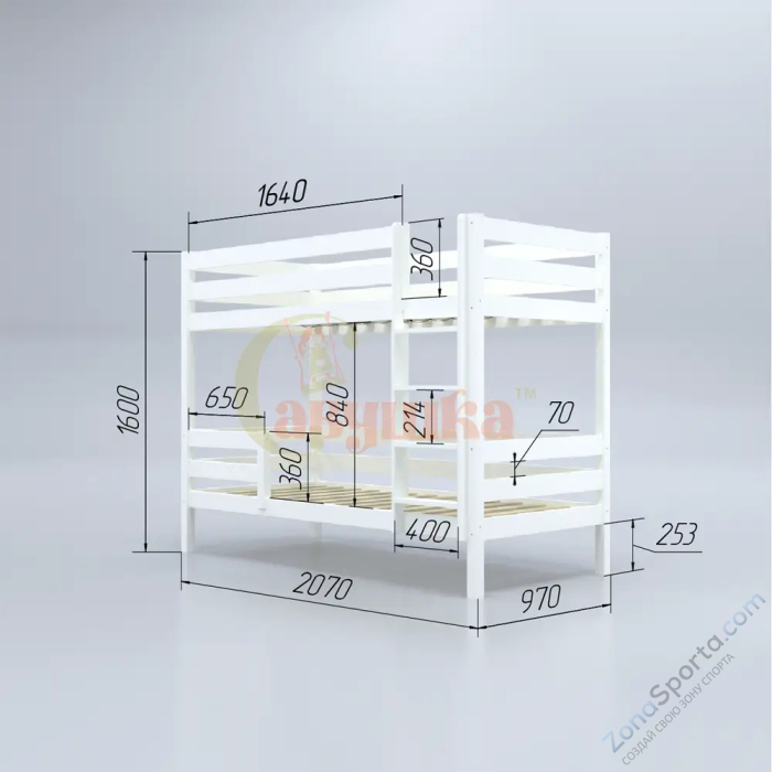 Кровать детская двухъярусная Савушка-01 80х160 голубая