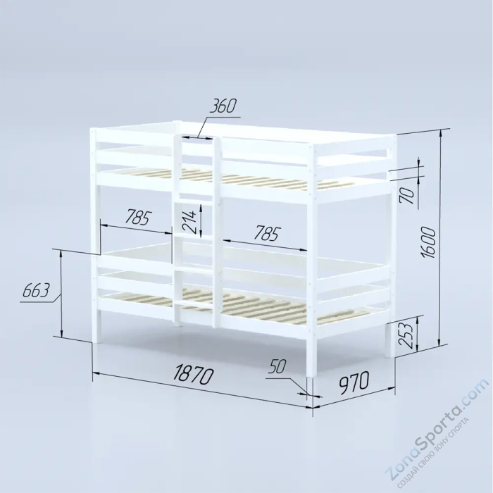 Кровать детская двухъярусная Савушка-05 90х180 White (белый) Кровать детская двухъярусная Савушка-05 90х180 White (белый)