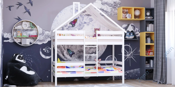 Кровать-домик Савушка-06 двухъярусная 80х160 White (белый) Кровать-домик Савушка-06 двухъярусная 80х160 White (белый)