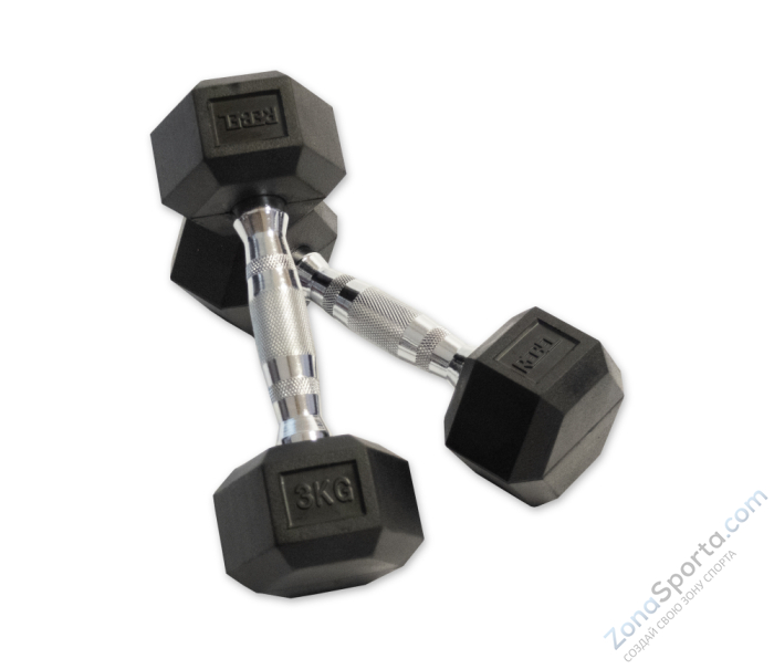 Набор гексагональных гантелей 10 пар от 1 до 10 кг Rebel RGHEX-110