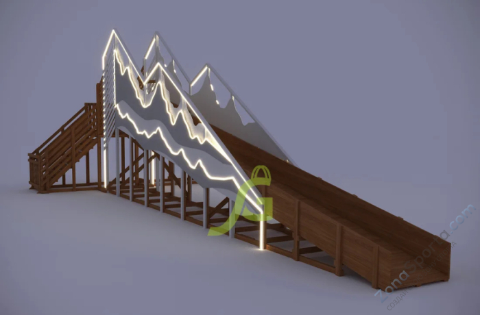 Зимняя деревянная горка IgraGrad Snow Fox 12 м с двумя скатами мод.5