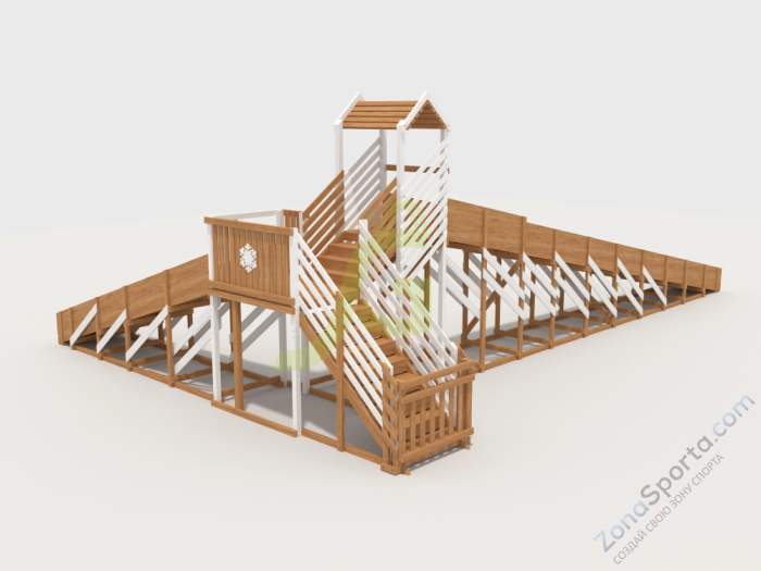 Зимняя деревянная горка IgraGrad Snow Fox 12 м с двумя скатами мод.724