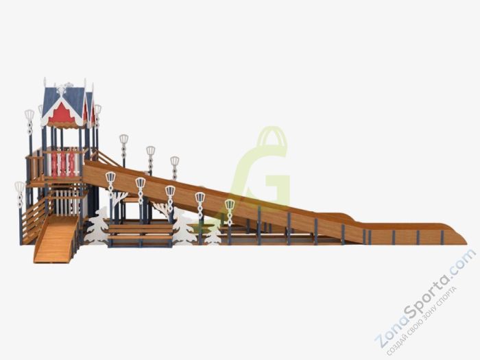 Зимняя деревянная горка IgraGrad Snow Fox 19 с тремя скатами