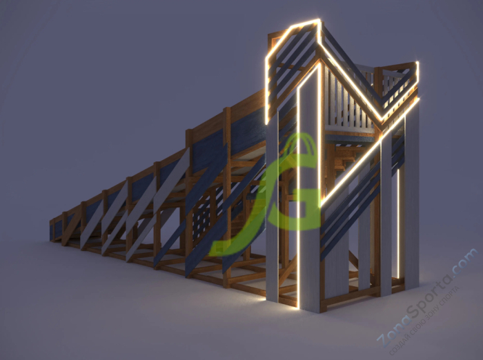 Зимняя деревянная горка IgraGrad Snow Fox скат 10 м мод.4