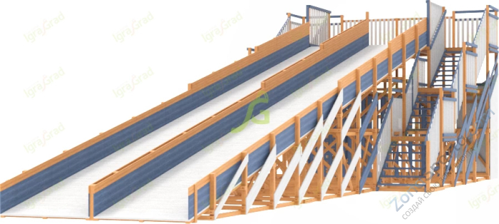 Зимняя деревянная горка IgraGrad Snow Fox скат 18 м мод.2