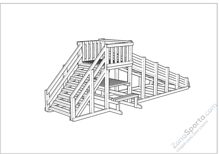 Зимняя деревянная заливная горка Ледянка 1 (без окраски)