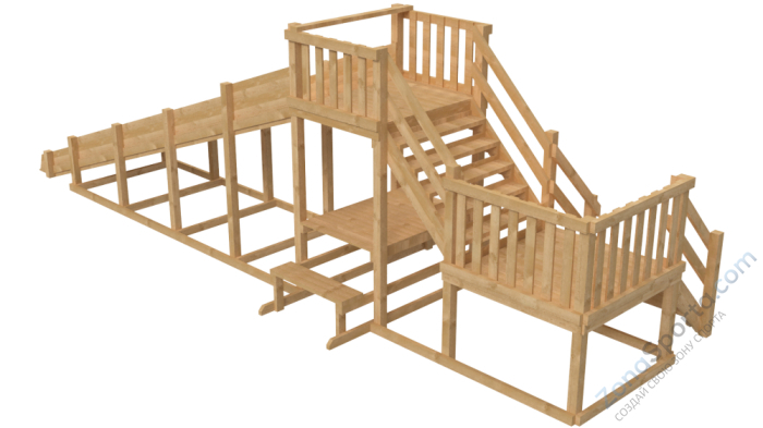 Зимняя деревянная заливная горка Ледянка 2 (без окраски)