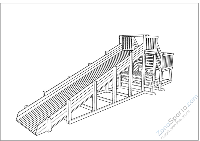 Зимняя деревянная заливная горка Ледянка 2 (масло)