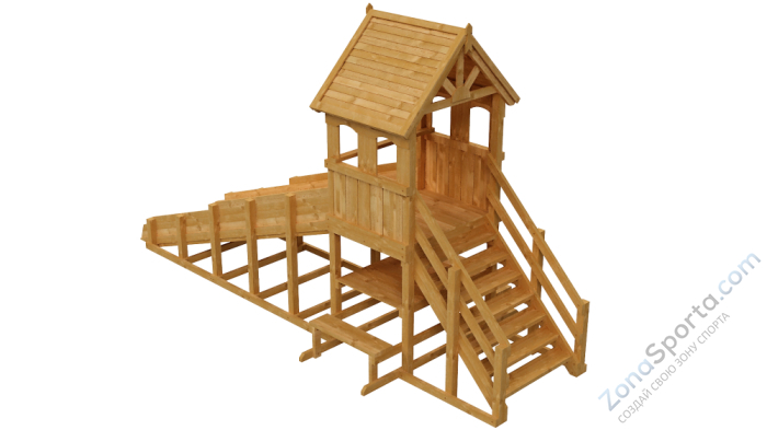 Зимняя деревянная заливная горка Теремок 1 (пропитка)