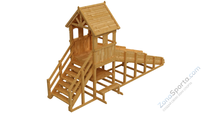 Зимняя деревянная заливная горка Теремок 1 (пропитка)
